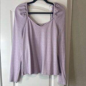 a.n.a Purple Ruffled Long Sleeve Blouse